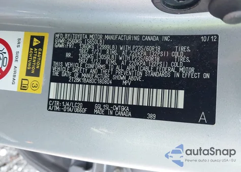 2013 Lexus Rx 350 из США, поврежденный, VIN 2T2BK1BA8DC180804